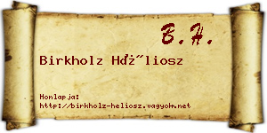 Birkholz Héliosz névjegykártya